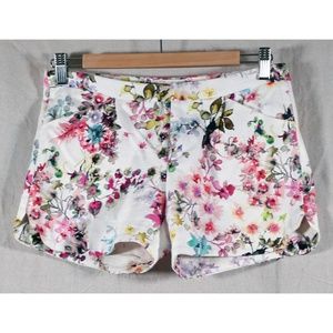 Zara Girls 13-14 Floral Print Cotton Pique Shorts